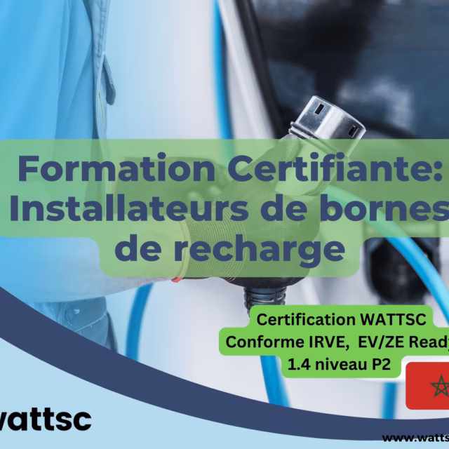 Formation Infrastructure de bornes de charge tertiaires - Certification IRVE et certification EV/ZE Ready 1.4 niveau P2